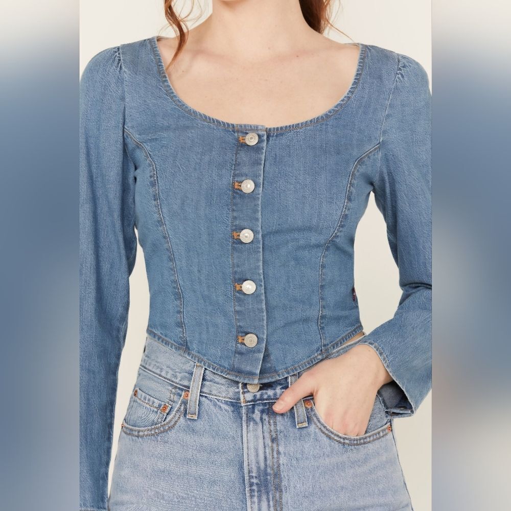 🔸️NWT Levi's "Daryn" Corset Long Sleeve Denim Top Medium